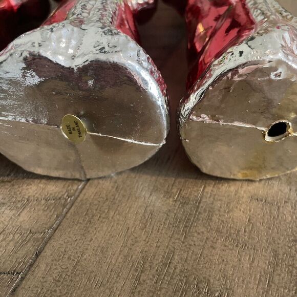 Lot of 3 Vintage Santa Blow Mold Christmas Tree Hanging Holiday Ornaments Red - Picture 2 of 3